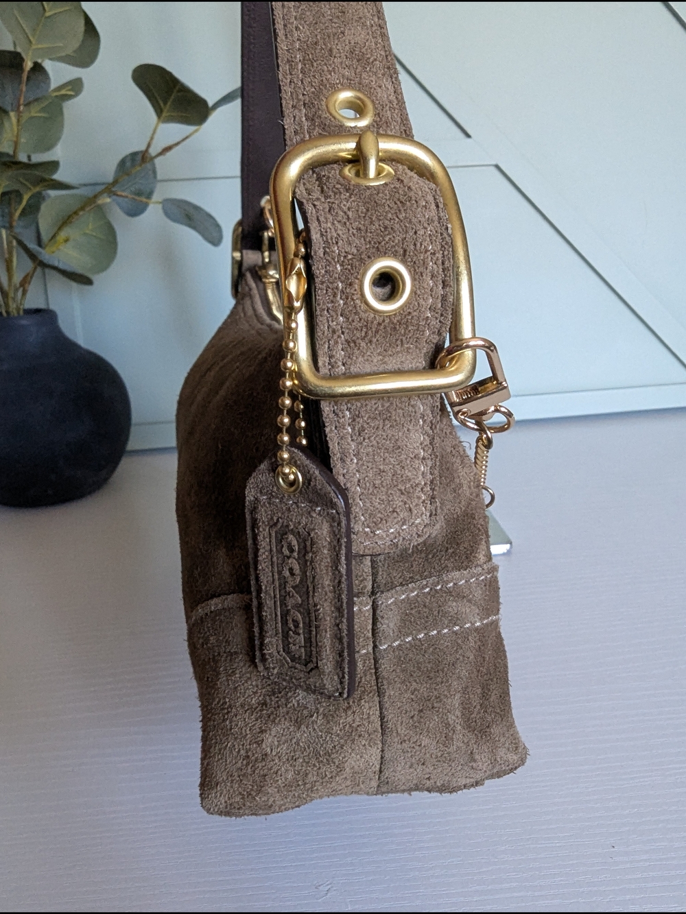 vintage Coach Hamptons Demi Suede Baguette Bag - Picture 4 of 13